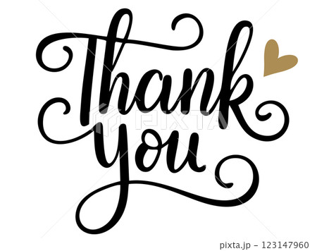 かわいい文字のThank you／手書き文字（ベクター背景透過）AI生成 123147960