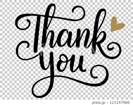 かわいい文字のThank you／手書き文字（ベクター背景透過）AI生成 123147960
