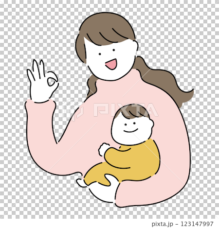 Mom and baby: "Okay!" 123147997