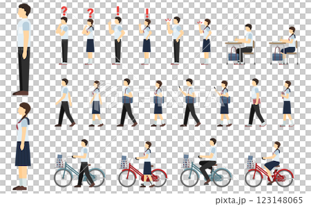 平面插圖:初中生側(夏裝) 平面插圖:初中生側(夏裝) 123148065