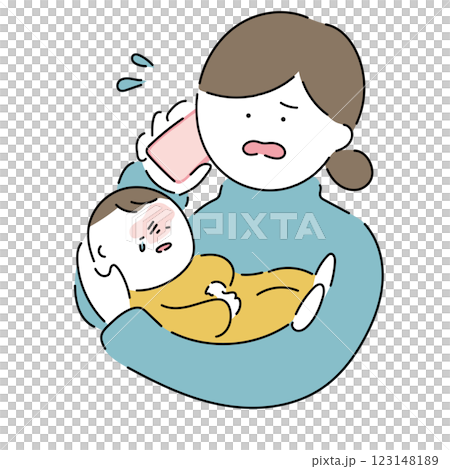 Various mothers and babies "It's hard!"_Casual 123148189