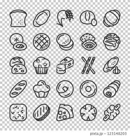 Bakery various bread icon set 123148203