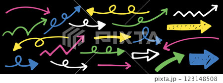 ゆるかわ手描き矢印｜デザインに最適 123148508