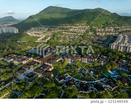 Aerial view of modern house and island landscape in hainan province, China 123148549