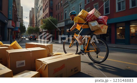 packages are on the streets of the city 123148883