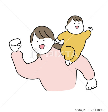 お母さんと赤ちゃん「いくぞ!」 お母さんと赤ちゃん「いくぞ!」 123148966