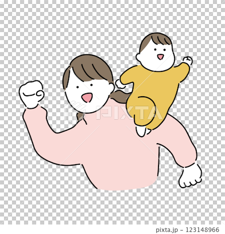 お母さんと赤ちゃん「いくぞ!」 お母さんと赤ちゃん「いくぞ!」 123148966