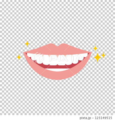 美麗潔白的牙齒和牙齒排列的插圖 123149515