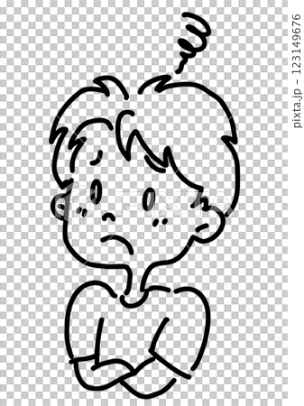 困っている男性の線画 困っている男性の線画 123149676