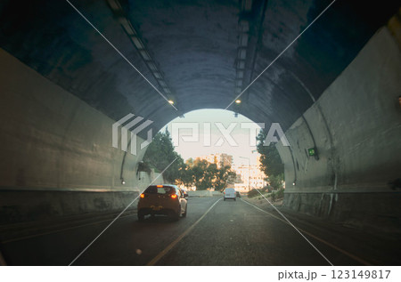 Tunnel St Julians Exit with Vehicles Leading to an Urban Cityscape in Malta 123149817