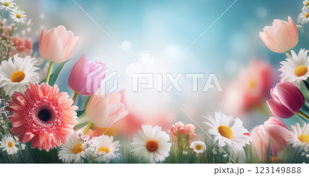 空に向かって咲くたくさんの花 123149888