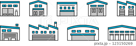 物流・倉庫・工場の建物外観イラストアイコン3 123150269