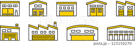 物流・倉庫・工場の建物外観イラストアイコン2 123150270