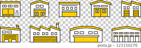 Logistics, warehouse, factory building exterior illustration icon 2 123150270