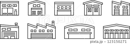 物流・倉庫・工場の建物外観イラストアイコン1 123150271