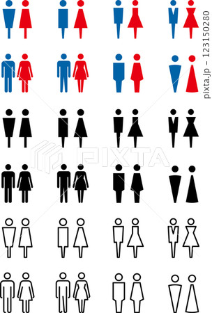 トイレマーク案内標識のイラストピクトグラムサインアイコン1黒 トイレマーク案内標識のイラストピクトグラムサインアイコン1黒 123150280