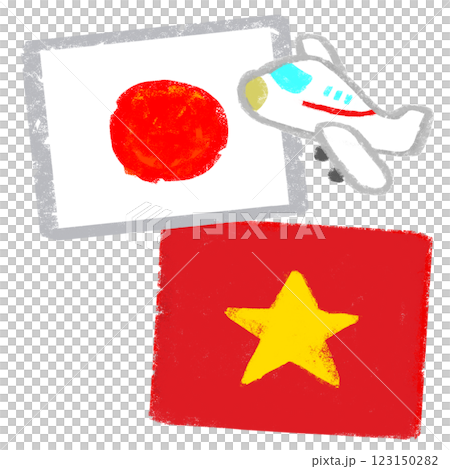 Illustration of national flags - Crayon touch - Japan and Vietnam 123150282