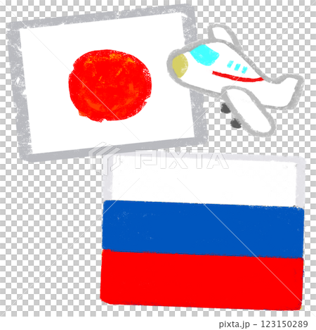 國旗插圖-蠟筆觸感-日本和俄羅斯 國旗插圖-蠟筆觸感-日本和俄羅斯 123150289