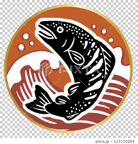 Vector illustration of a jumping salmon and waves Vector illustration of a jumping salmon and waves 123150804