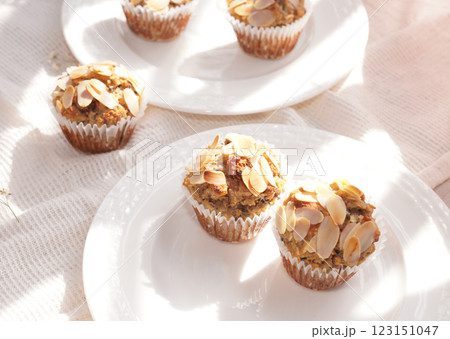 Homemade Oatmeal cupcake on plate. Homemade Oatmeal cupcake on plate. 123151047