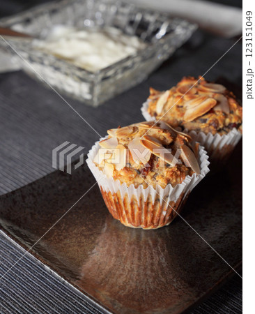 Homemade Oatmeal cupcake on plate. 123151049