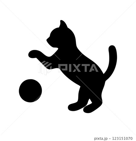 Playful Cat Silhouette Icon Vector Illustration for Pet Stores Veterinarians and Animal Shelters 123151070