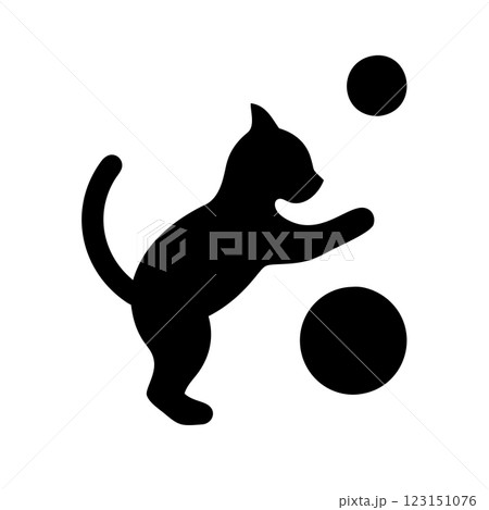 Playful Cat Silhouette Icon Vector Illustration for Pet Stores Veterinarians and Animal Shelters 123151076
