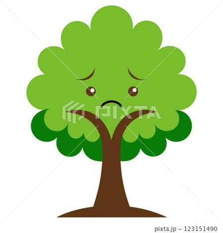 Sad Tree Vector Illustration for Children's Books, Comics, T-Shirt Designs, and Nature Branding 123151490