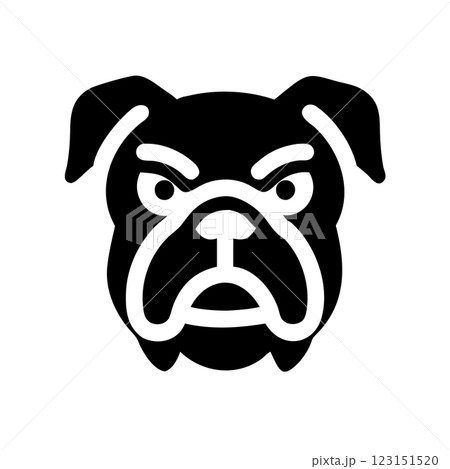 Angry Bulldog Silhouette Vector Icon Powerful Mascot Logo for Sports, Branding and T shirt Design  123151520