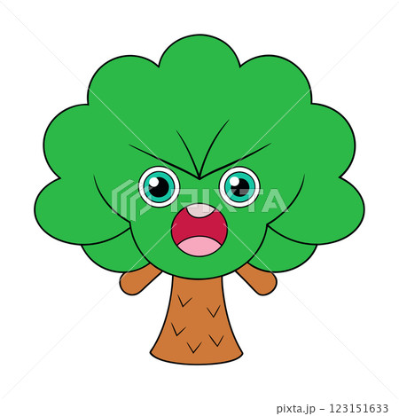 Angry Tree Character Cartoon Illustration...のイラスト素材 [123151633] - PIXTA