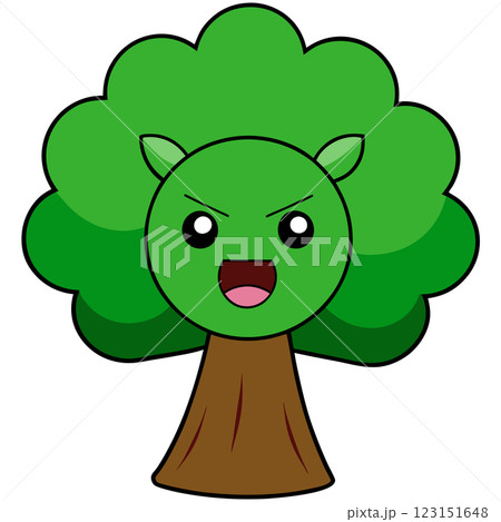 Angry Tree Character Cartoon Illustration...のイラスト素材 [123151648] - PIXTA