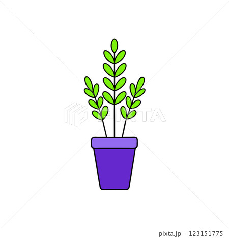 Minimalist Potted Lavender Plant Icon Elegant Floral Illustration for Wellness and Eco Friendly Designs 123151775