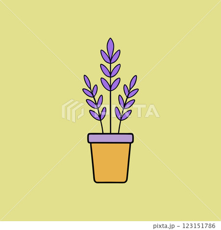 Minimalist Potted Lavender Plant Icon Elegant Floral Illustration for Wellness and Eco Friendly Designs 123151786