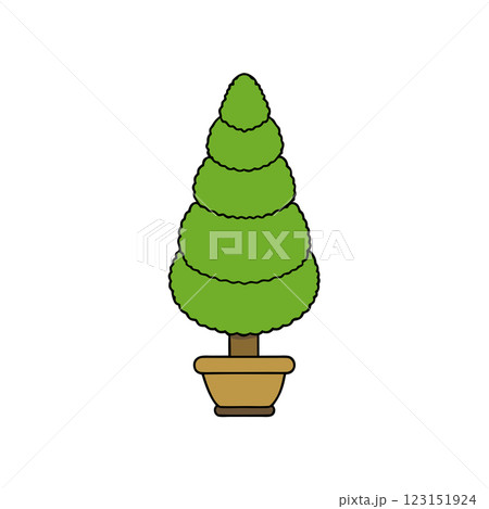 Minimalist Topiary Tree Icon Simple Potted Plant Design for Landscaping, Garden, and Eco Branding Themes  123151924