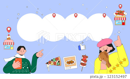 Winter restaurant recommendation video thumbnail illustration Winter restaurant recommendation video thumbnail illustration 123152497