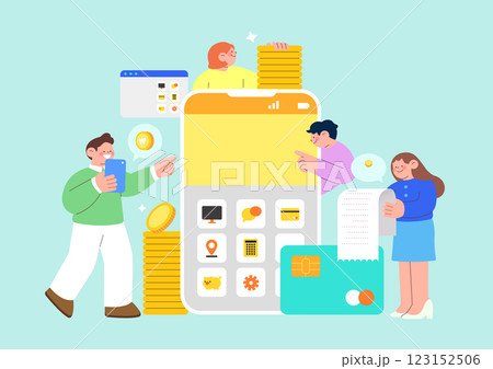 People making year-end tax settlement on their smartphones 123152506