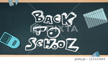 Image of back to school text over school items falling 123153843