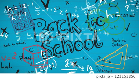 Image of back to school text over mathematical equations 123153850