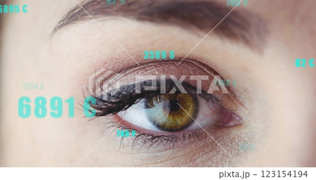 Image of data processing over close up of woman's eye 123154194