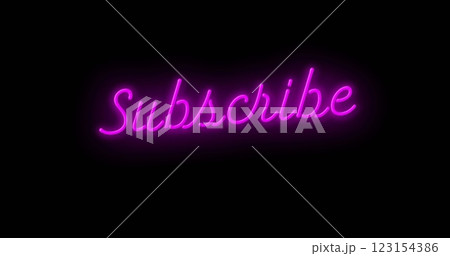 Image of pink neon subscribe text on black background Image of pink neon subscribe text on black background 123154386