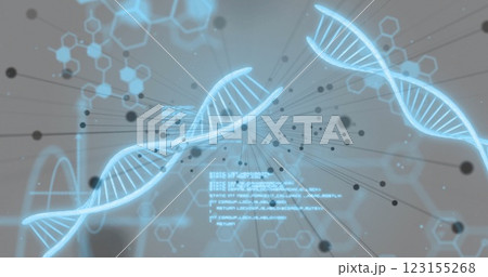 Image of digital data processing over dna strands spinning 123155268
