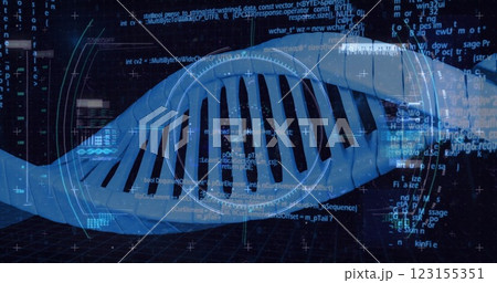 Image of dna strand over data processing 123155351