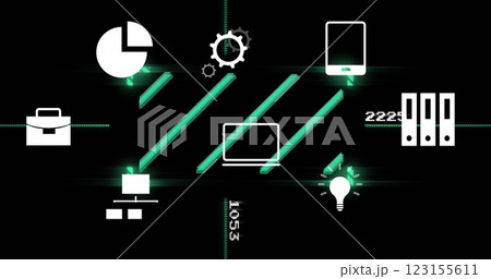 Image of data processing over business icons Image of data processing over business icons 123155611