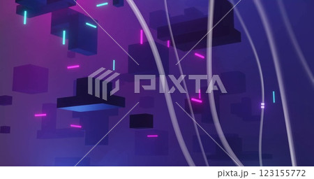 Image of digital data processing and glowing network of connections 123155772