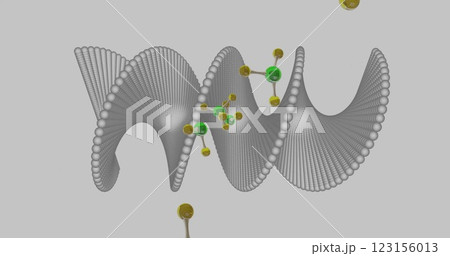 Image of molecules moving over dna strand spinning Image of molecules moving over dna strand spinning 123156013