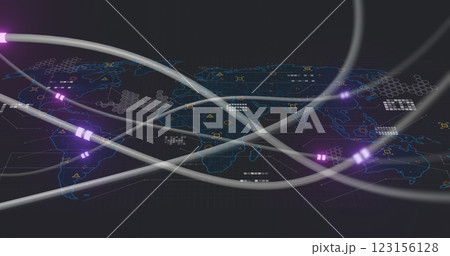 Global network connections and data transfer image over world map Global network connections and data transfer image over world map 123156128