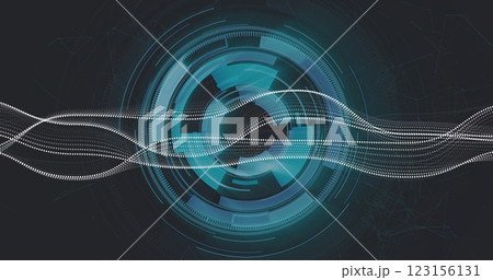 Abstract digital waves and circular patterns, futuristic data visualization image Abstract digital waves and circular patterns, futuristic data visualization image 123156131