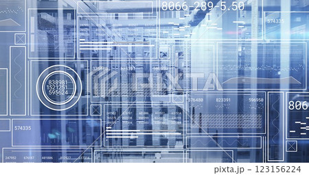 Image of data processing over server room 123156224