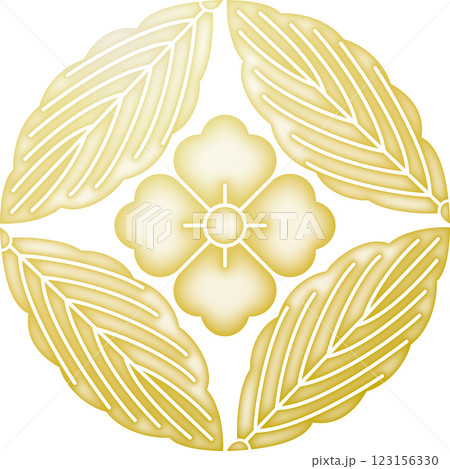 家紋 柏七宝に花角【金色】 家紋 柏七宝に花角【金色】 123156330