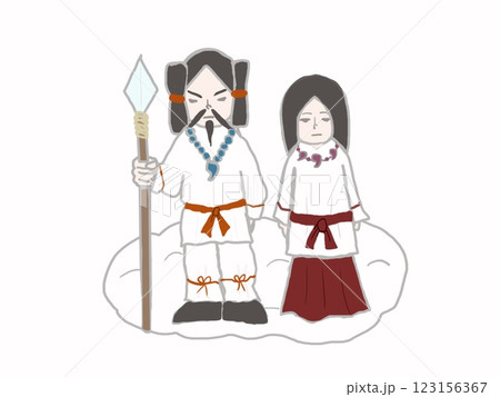 日本神話に出てくる伊邪那岐と伊邪那美の2柱の並ぶ姿 日本神話に出てくる伊邪那岐と伊邪那美の2柱の並ぶ姿 123156367